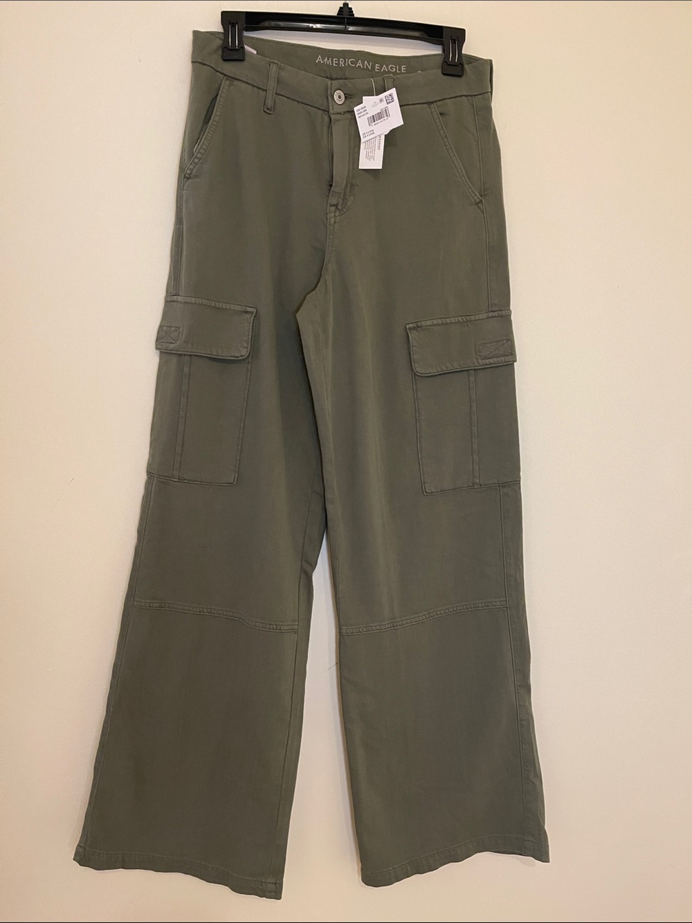 American Eagle Outfitters Curvy  High Rise Baggy Wide Leg  Olive Cargo Pants 4L